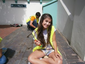 Marie weeding the front